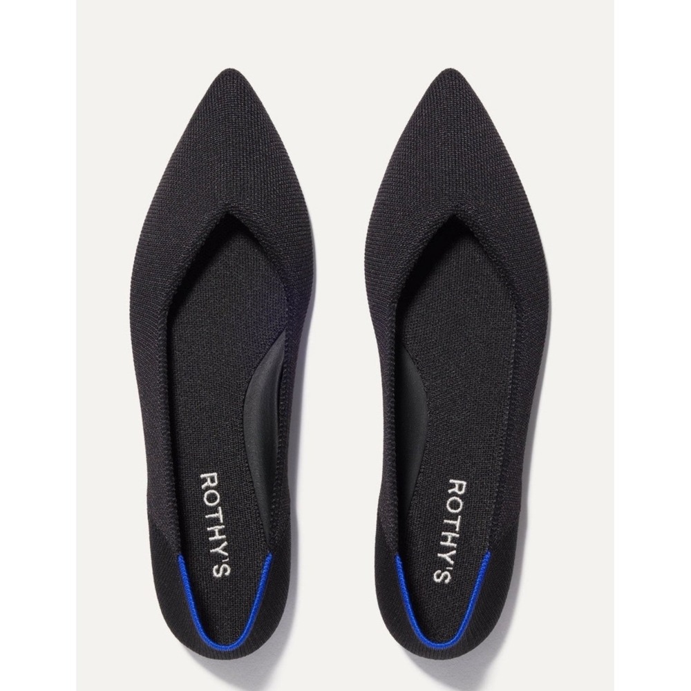 Rothy's The Point II Ballet Flat Womens 11 Black Excellent Pointed Toe Knit
